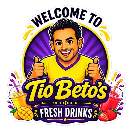 Tio Beto’s Fresh Drinks mascot logo